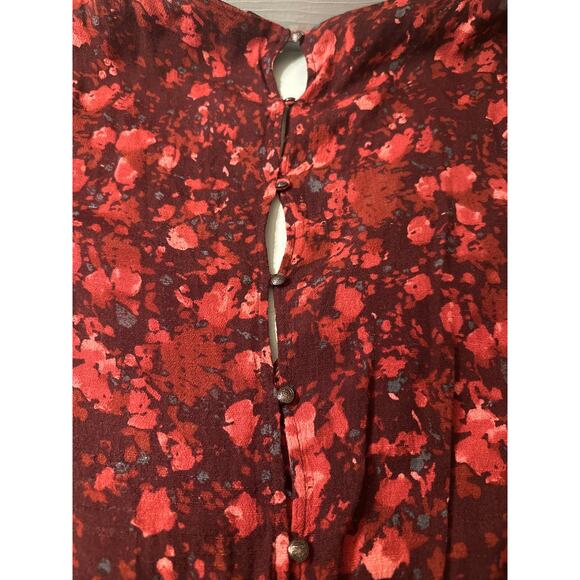 Free People All the Right Ruffles Shorts Feminine Romper In Berry Combo - Picture 9 of 9